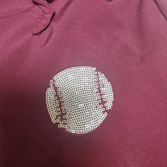 Chic Burgundy Baseball Print Mini Dress - Picture 8 of 12